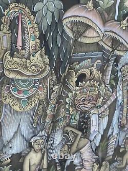Pair Vintage Bali Indonesian Hand Painted Watercolor Signed Art Artwork Original
