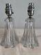 Pair Vintage French Art Deco Glass Table Lamp By Pierre D'avesn Signed