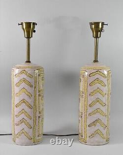 Pair Vintage Italian Porcelain Lamps By Guido Gambone Signed