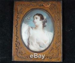 Pair Vintage Portrait Miniatures In Frames Signed Frapie