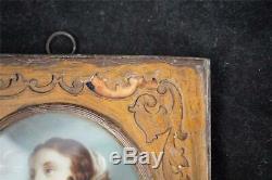 Pair Vintage Portrait Miniatures In Frames Signed Frapie