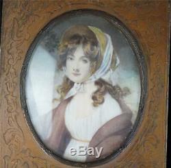 Pair Vintage Portrait Miniatures In Frames Signed Frapie