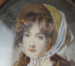 Pair Vintage Portrait Miniatures In Frames Signed Frapie