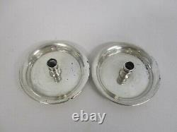 Pair Vintage Signed Cartier 925-1000 Sterling Silver Thin Taper Candle Holders