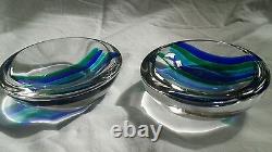 Pair Vintage Signed Seguso Murano Glass bowls MCM mid-century