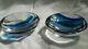 Pair Vintage Signed Seguso Murano Glass Bowls Mcm Mid-century