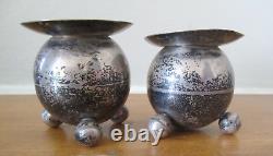 Pair Vtg 925 Sterling Silver Candle Holder signed Made in Mexico 183 grams MCM