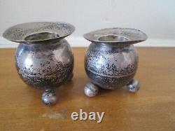 Pair Vtg 925 Sterling Silver Candle Holder signed Made in Mexico 183 grams MCM