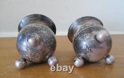 Pair Vtg 925 Sterling Silver Candle Holder signed Made in Mexico 183 grams MCM