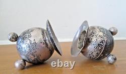 Pair Vtg 925 Sterling Silver Candle Holder signed Made in Mexico 183 grams MCM