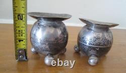 Pair Vtg 925 Sterling Silver Candle Holder signed Made in Mexico 183 grams MCM