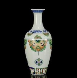 Pair Yongzheng Signed Old Chinese Doucai Vase Withflower N1167