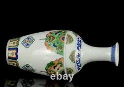 Pair Yongzheng Signed Old Chinese Doucai Vase Withflower N1167