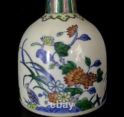 Pair Yongzheng Signed Old Chinese Doucai Vase Withflower N616