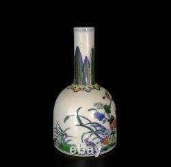 Pair Yongzheng Signed Old Chinese Doucai Vase Withflower N616