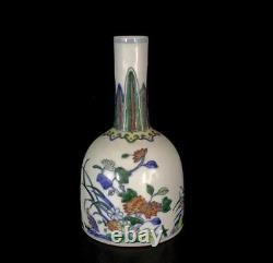 Pair Yongzheng Signed Old Chinese Doucai Vase Withflower N616