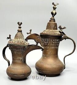 Pair antique Ottoman coffee pots from the 19th century Signed by the artist