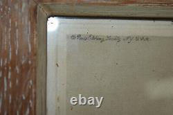 Pair antique engraving portrait frames german sheperd dog pointer signed