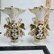 Pair Handmade Vase Porcelain Paris Flowers Gilding Napiii Stamped 330 Signed