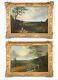 Pair Of 18th Century Antique Paintings With Landscape And Farmers At Work