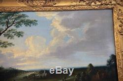 Pair of 18th Century Antique Paintings with Landscape and Farmers at work