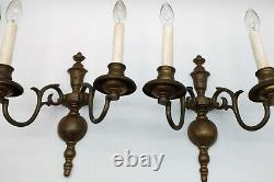 Pair of 2-Branch E F Caldwell & Co Wall Lights, Sconces. Signed Bronze Rewired