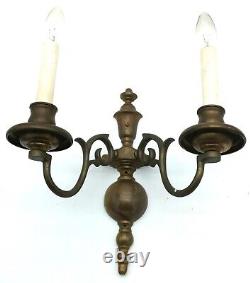 Pair of 2-Branch E F Caldwell & Co Wall Lights, Sconces. Signed Bronze Rewired