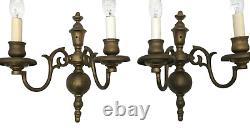 Pair of 2-Branch E F Caldwell & Co Wall Sconces. Signed Bronze Rewired