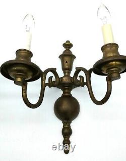 Pair of 2-Branch E F Caldwell & Co Wall Sconces. Signed Bronze Rewired