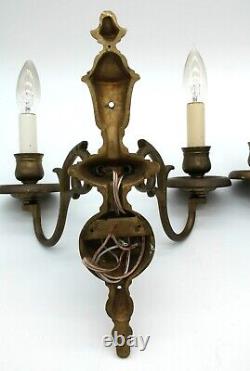 Pair of 2-Branch E F Caldwell & Co Wall Sconces. Signed Bronze Rewired