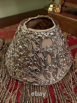 Pair of ANTIQUE Sterling Silver LAMP SHADE ORNATE 19th to 20th CENTURY SCULPTURE