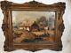 Pair Of Antique Austrian 1818 Signed Oil Painting On Canvas In Gilded Frames