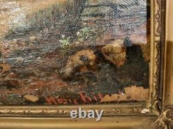Pair of Antique Austrian 1818 Signed oil painting on canvas in gilded frames
