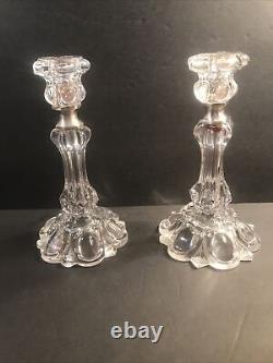Pair of Antique Baccarat candle holder/Signed/Crystal Candlestick/France C. 1940