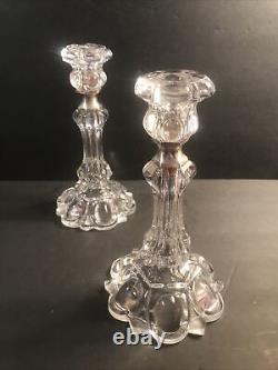 Pair of Antique Baccarat candle holder/Signed/Crystal Candlestick/France C. 1940