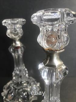 Pair of Antique Baccarat candle holder/Signed/Crystal Candlestick/France C. 1940