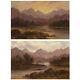 Pair Of Antique British School Scottish Highland Landscape Paintings, 19th C