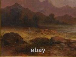 Pair of Antique British School Scottish Highland Landscape Paintings, 19th C