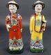 Pair Of Antique Chinese Famille Rose Statue 11 Inches Circa 1900 Mark