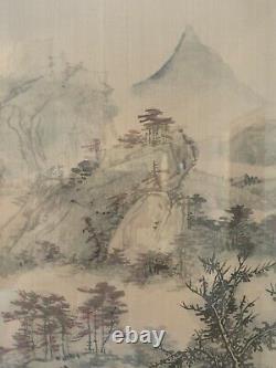 Pair of Antique Chinese Landscape Watercolor Paintings on Silk
