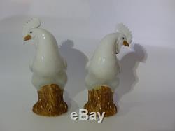 Pair of Antique Chinese Porcelain Rooster or Cockerel Figurines