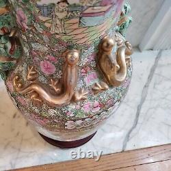 Pair of Antique Chinese Signed Qianlong Floor Vase