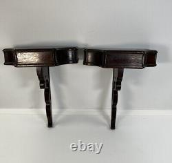 Pair of Antique Chippendale Mahogany Wall Shelf Signed