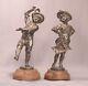 Pair Of Antique Circa 1900 Silvered Bronze Dancing Children Artist Signed