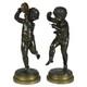 Pair Of Antique Clodion Bronze Cherub Musician Sculptures Signed C1880