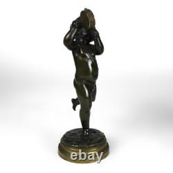 Pair of Antique Clodion Bronze Cherub Musician Sculptures Signed C1880