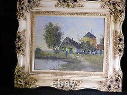 Pair of Antique French Original Landscapes- Oil on Artist Board Signed/Framed