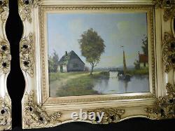 Pair of Antique French Original Landscapes- Oil on Artist Board Signed/Framed