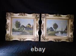 Pair of Antique French Original Landscapes- Oil on Artist Board Signed/Framed