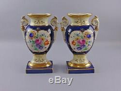 Pair of Antique Hand Painted Porcelain Vases Old Paris or Danish G&C Signed